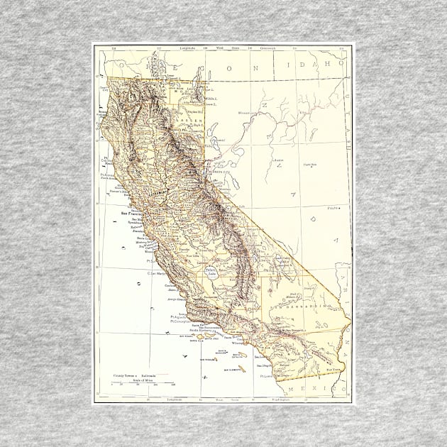 Vintage Map of California (1878) by Bravuramedia